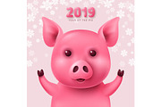Cute funny pig for calendar