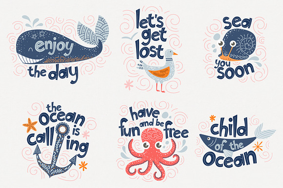 Marine - clipart & lettering in Illustrations - product preview 5