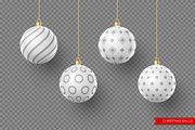 3d Christmas white balls with