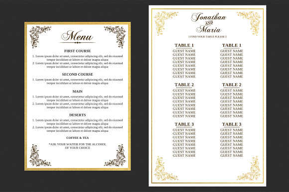 Gold Wedding Invitation Set in Wedding Templates - product preview 1