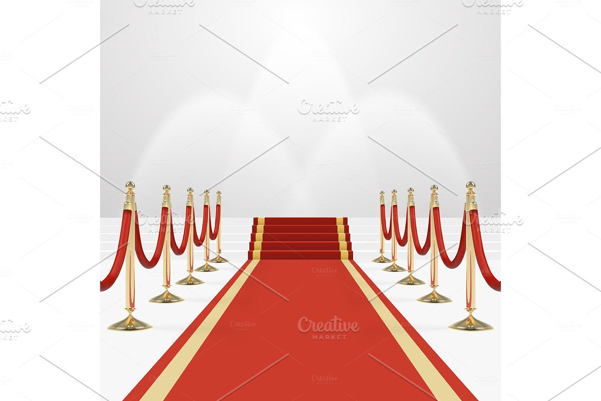 Red carpet on stairs in Illustrations - product preview 8