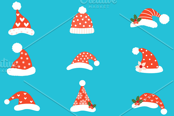 Hipster Santa hats clipart Christmas in Illustrations - product preview 1