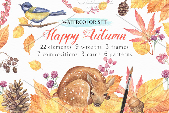 -70%OFF - Watercolor Autumn Bundle in Illustrations - product preview 4