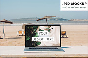 Beach Digital Nomad Laptop Mock Up