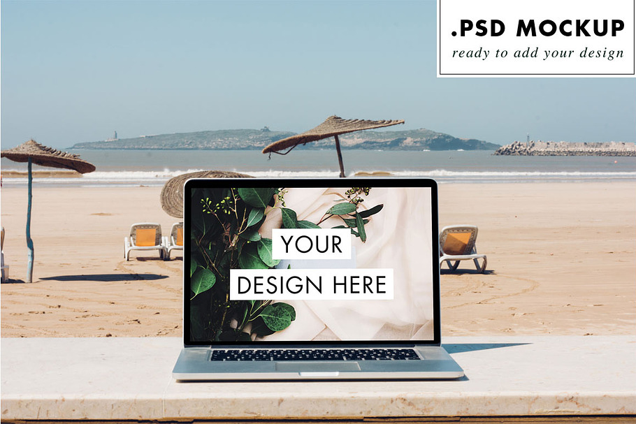 Beach Digital Nomad Laptop Mock Up in Mobile & Web Mockups - product preview 8