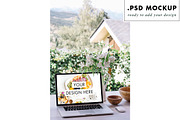 Outdoors Desktop Laptop PSD Mockup