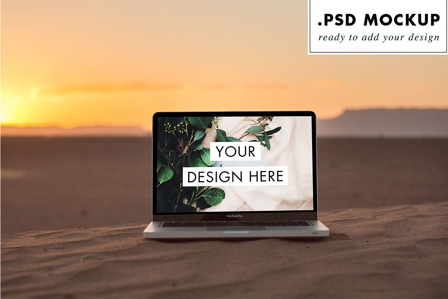 Sunset Sahara Dune Laptop Web Mockup