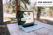 MacBook Pro Wood Forest PSD Mockup