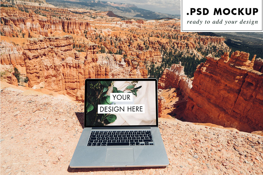 Bryce Canyon Laptop PSD Web Mockup in Mobile & Web Mockups - product preview 8