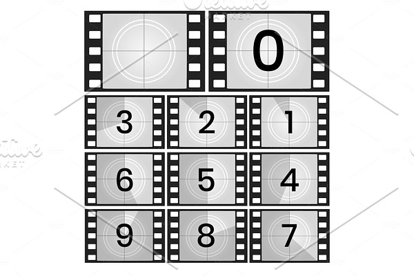 Retro film countdown frames