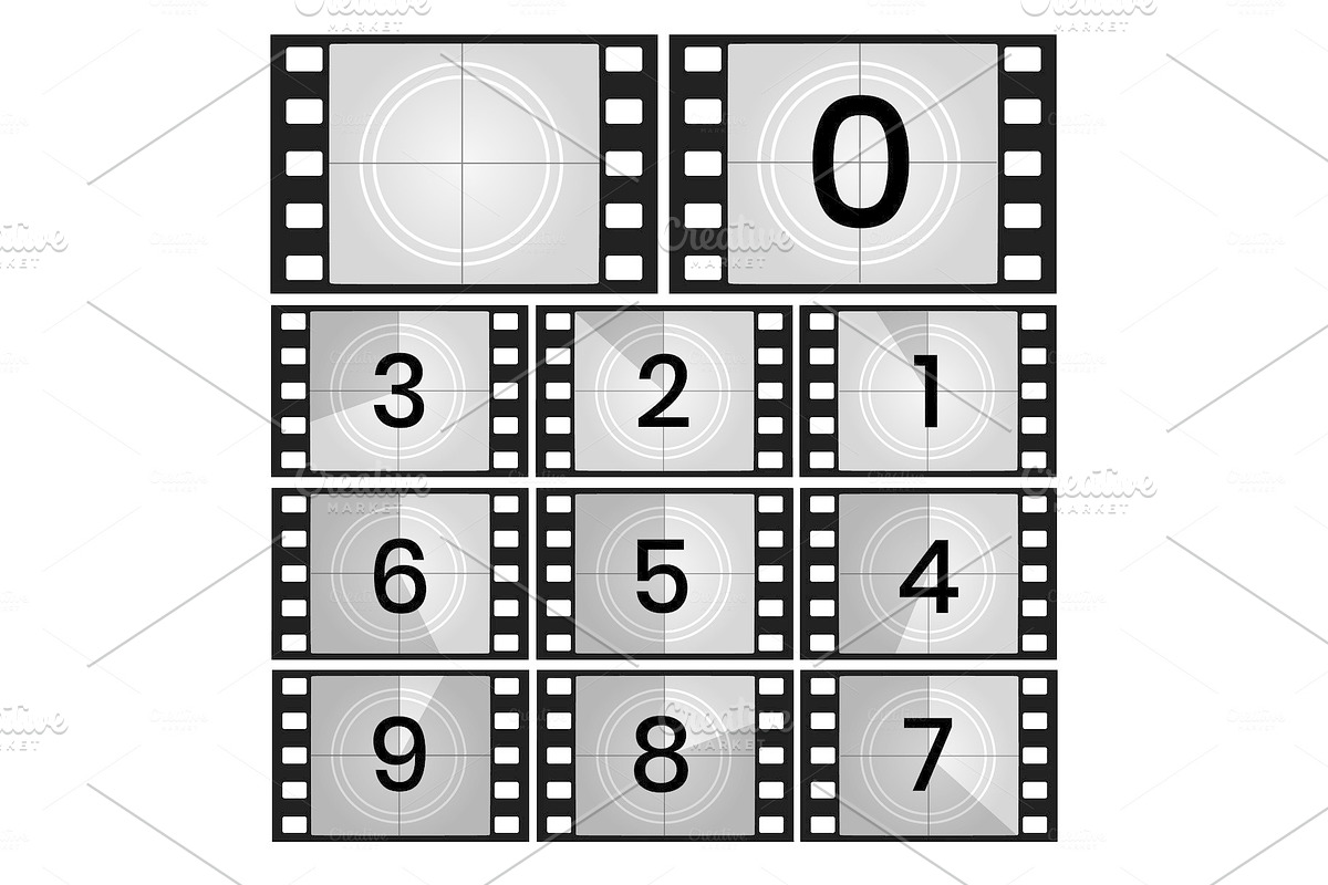 Retro film countdown frames in Illustrations - product preview 8