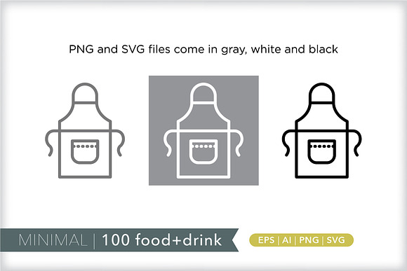 Minimal 100 food + drink icons in Food Icons - product preview 6