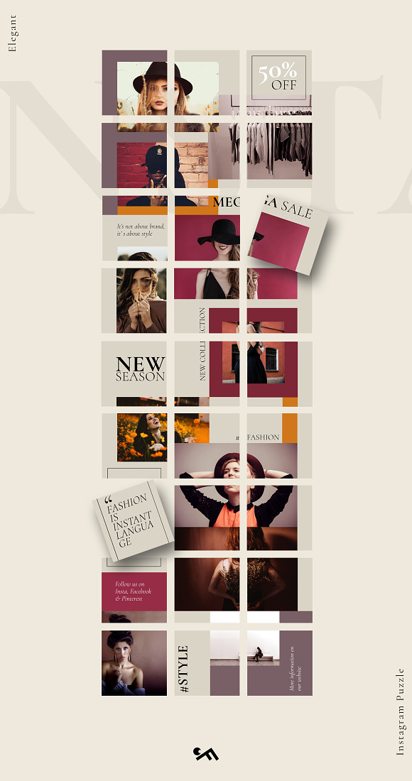 Instagram PUZZLE template - Elegant in Instagram Templates - product preview 1