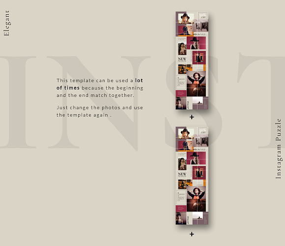 Instagram PUZZLE template - Elegant in Instagram Templates - product preview 3