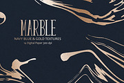 Gold Navy Blue Marble Textures