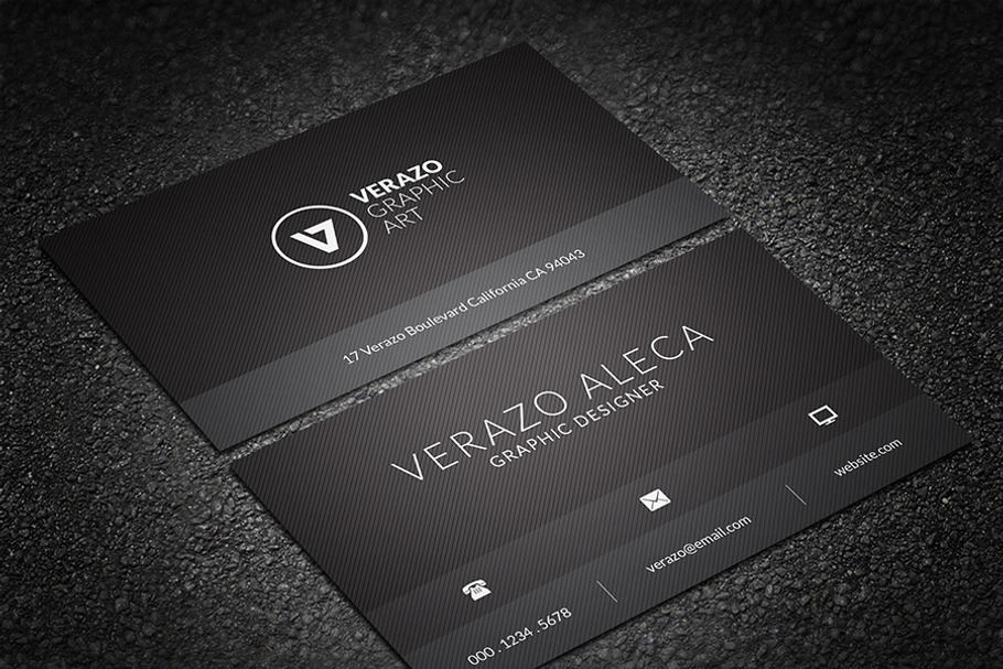 Black Minimal Business Card in Business Card Templates - product preview 8