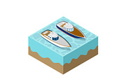 Isometric yacht of a sea cruise