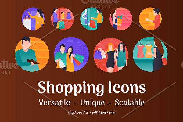 60 Shopping Flat Vector Icons