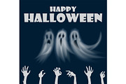 Happy Halloween Hands and Ghosts
