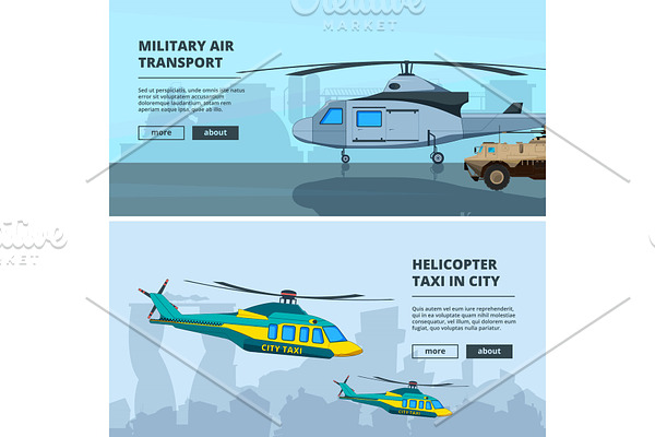 Banners with helicopters. Design