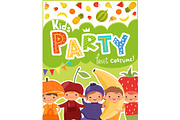 Kids party invitation. Vector design