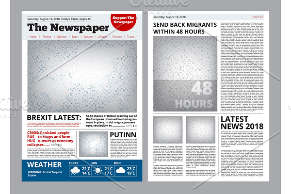 Newspaper design. Headline journal