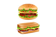 Hamburger and sandwich. Fast food