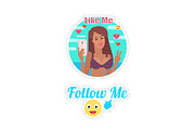 Follow and Like Me Woman with Cell