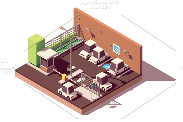 Vector isometric secure car parking