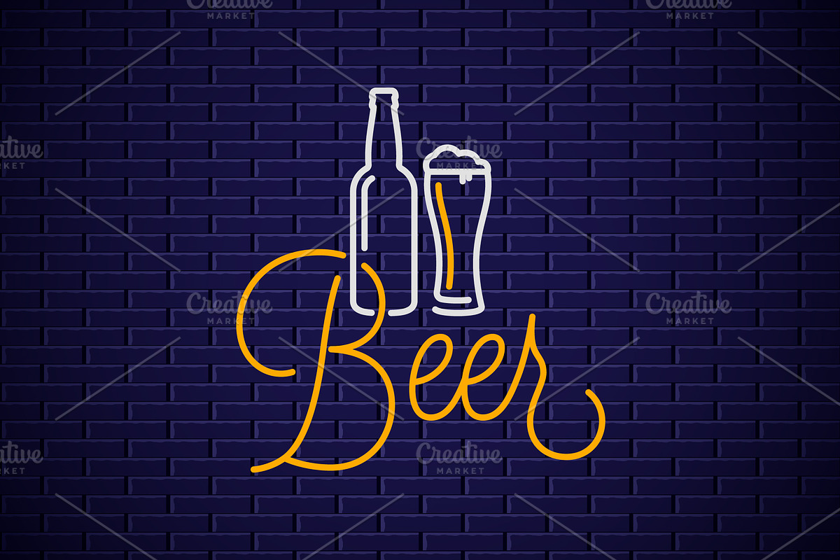 Beer neon banner.  in Illustrations - product preview 8