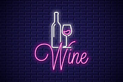 Wine neon banner. 
