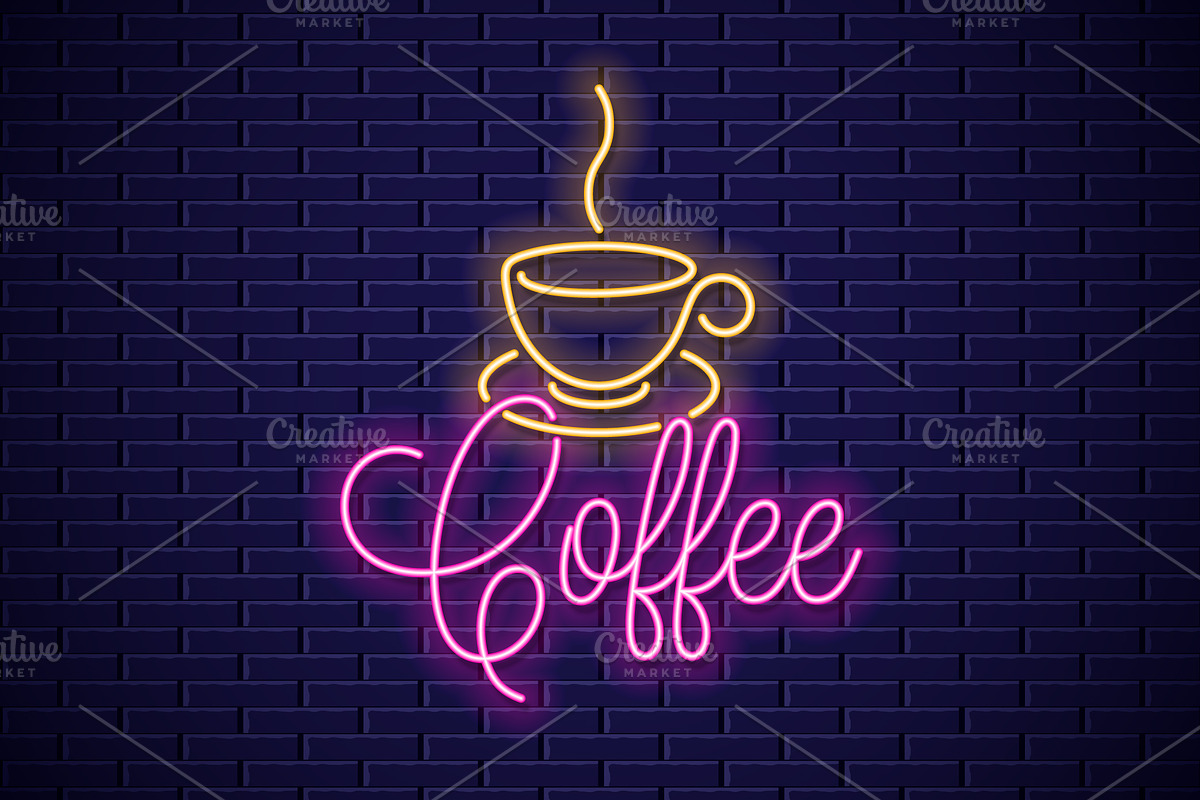 Coffee neon banner. Cup of coffee. in Illustrations - product preview 8