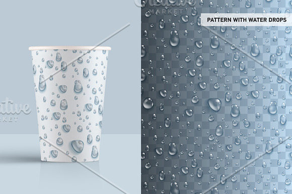 Realistic transparent water drops in Patterns - product preview 3