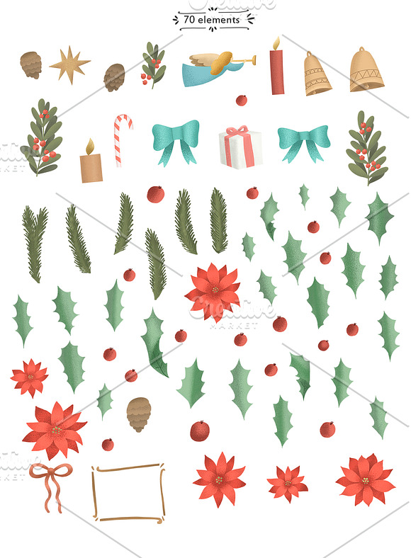 Set of textured illustrations. XMAS in Illustrations - product preview 6