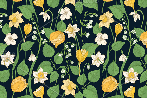 Gorgeous blooming spring flowers in Patterns - product preview 1