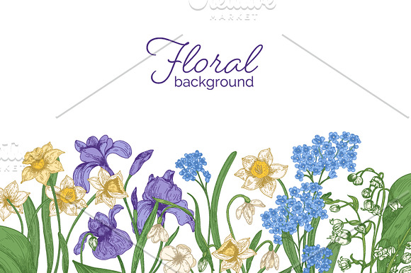 Blooming spring flowers in Illustrations - product preview 3