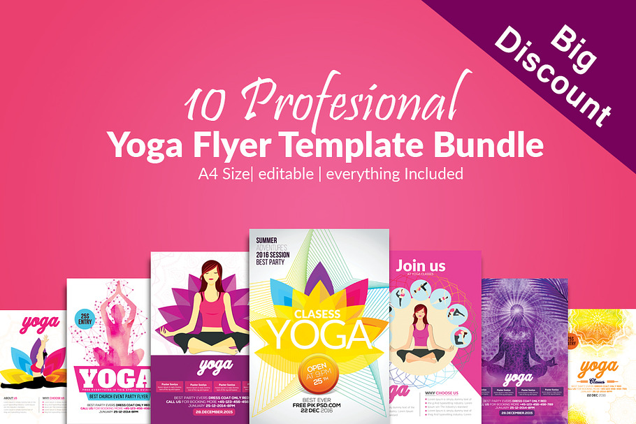 10 Yoga  Flyer Templates Bundle in Flyer Templates - product preview 8