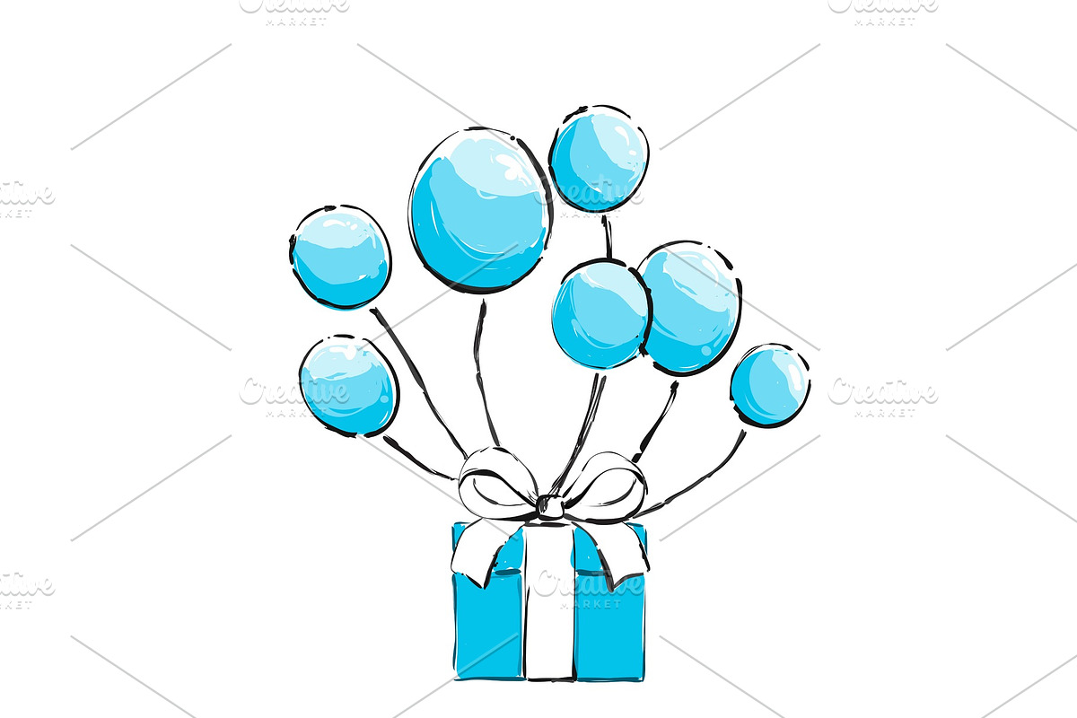 Balloons thin line isolated on white in Objects - product preview 8