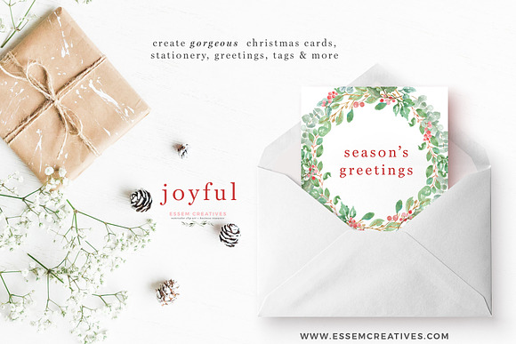Watercolor Christmas Card Clipart in Illustrations - product preview 2