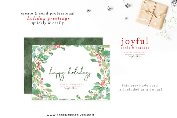 Watercolor Christmas Card Clipart in Illustrations - product preview 4