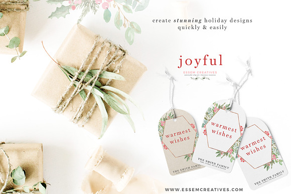 Watercolor Christmas Card Clipart in Illustrations - product preview 5