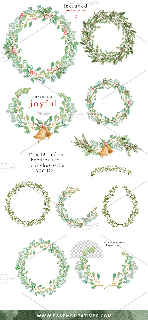 Watercolor Christmas Card Clipart in Illustrations - product preview 6