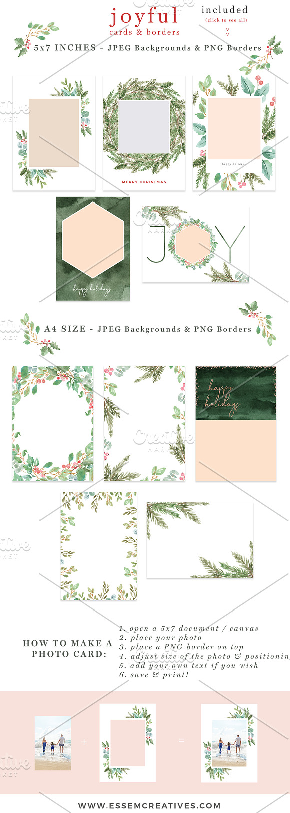Watercolor Christmas Card Clipart in Illustrations - product preview 8