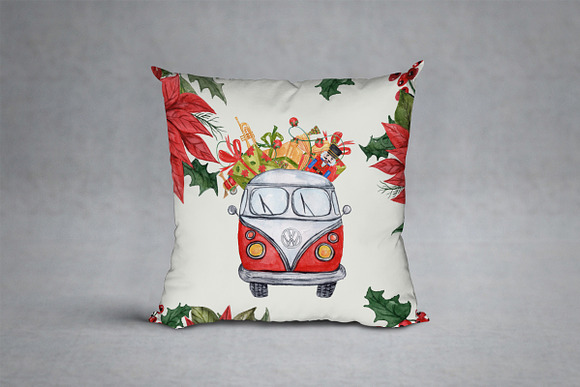 Watercolor Christmas Cars in Illustrations - product preview 9
