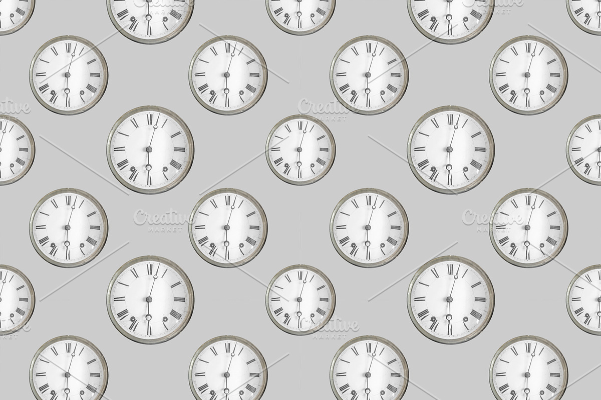 Vintage Wall Clock Pattern in Patterns - product preview 8
