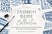 80 Indigo Blue Watercolor Patterns