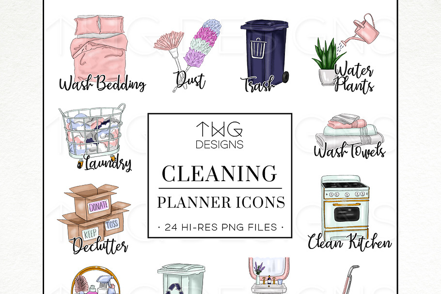 To Do Planner Task Icons Cleaning in Illustrations - product preview 8