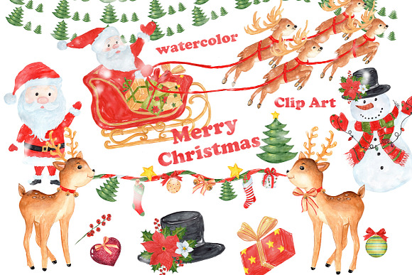 Watercolor Christmas Bundle in Illustrations - product preview 2