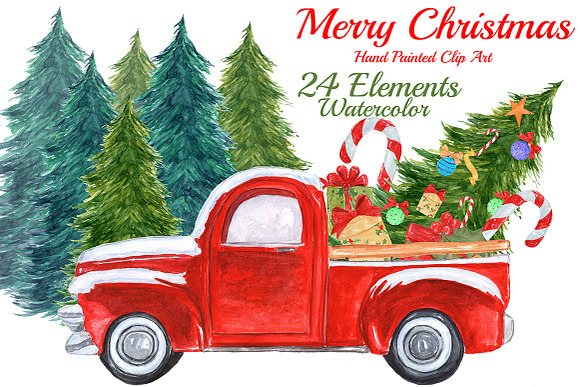 Watercolor Christmas Bundle in Illustrations - product preview 5
