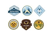 Mountain camping retro logo badges